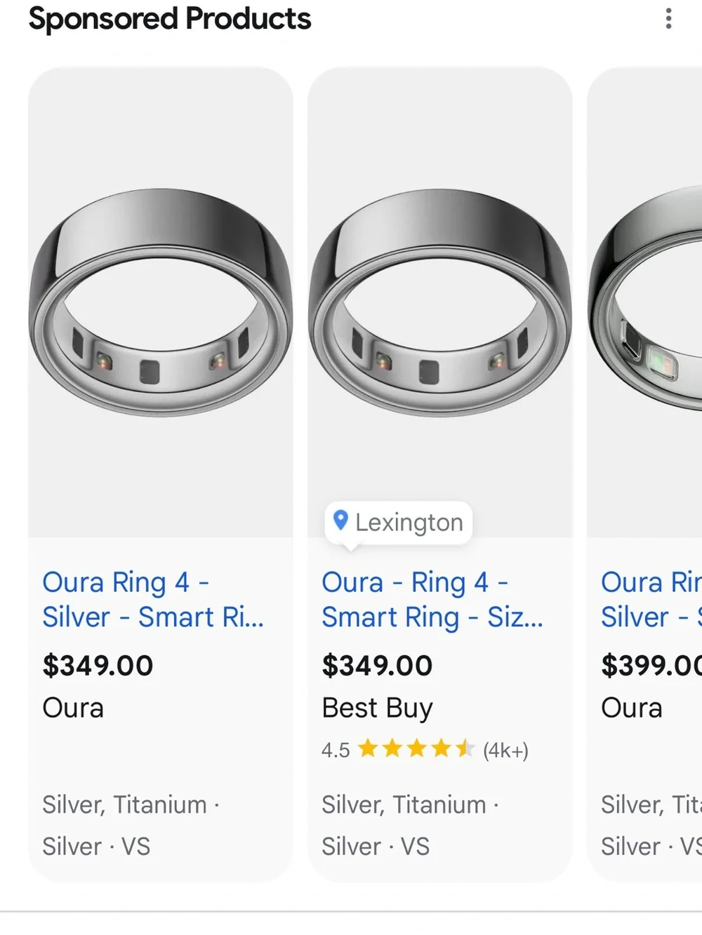 Oura Ring 4 Smart Ring -size 8 - Silver Titanium (Original Charger Included)